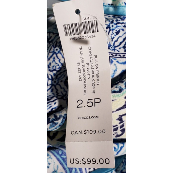 Chico’s 14P Women’s Capri Pants Elastic Waist Wide Leg Floral Print Pockets - Picture 9 of 9